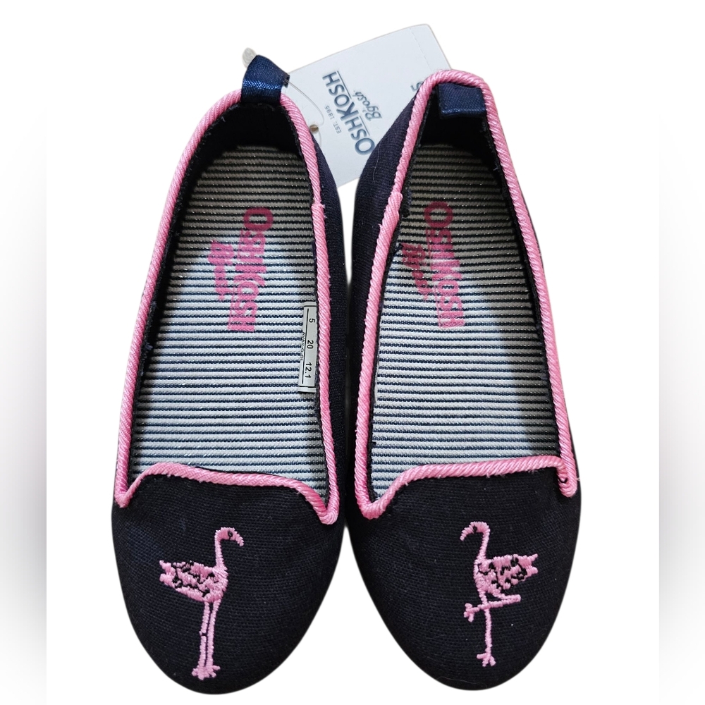 Oshkosh Navy Flamingo Toddler Flats Sz 5 NEW
